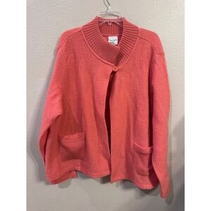 Kate Hill Woman 1X Wool‎ Knit Button Front Cardigan Sweater